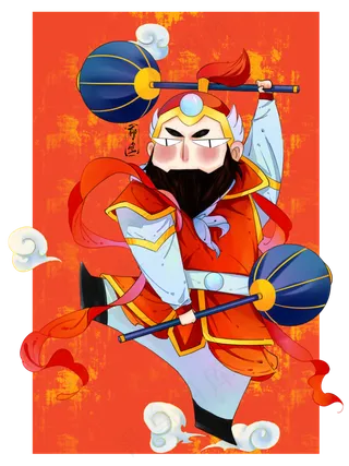年画人物门神郁垒手绘,免抠元素