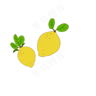 绿叶水果夏日柠檬夏天黄色免抠素