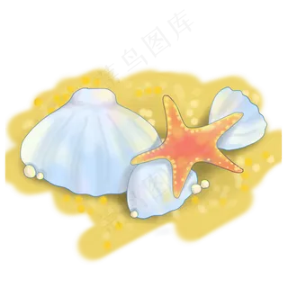手绘夏日元素贝壳装饰图,免抠元素