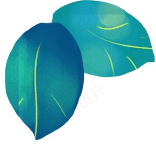 墨绿色的两片卡通叶子