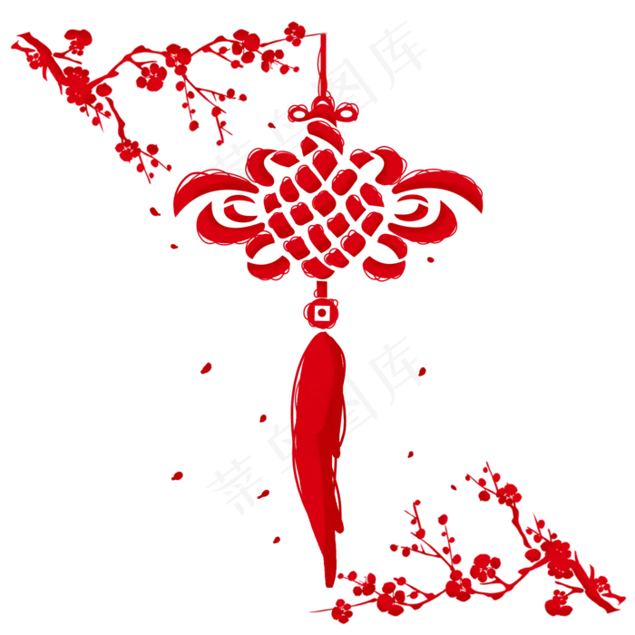 中国结红色中国风梅花,免抠元素(2000X2000(DPI:300))psd模版下载