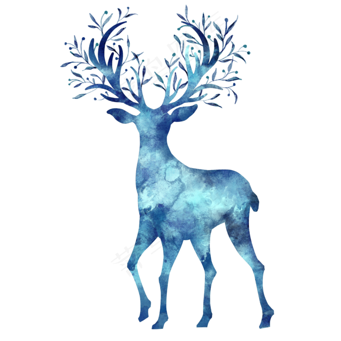 水彩动物麋鹿北欧唯美