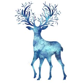水彩动物麋鹿北欧唯美
