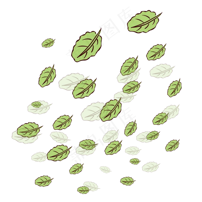 手绘植物树叶漂浮的叶子ai矢量模版下载
