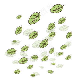 手绘植物树叶漂浮的叶子