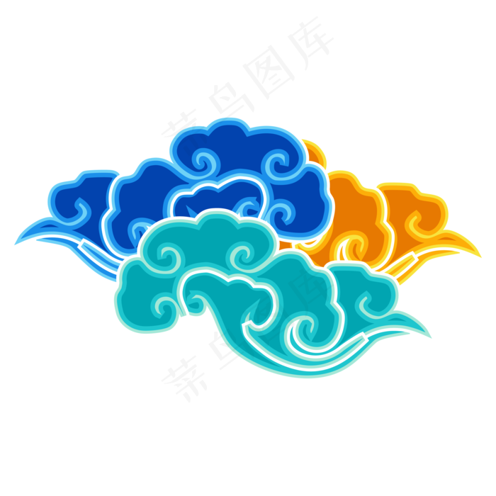 中国风七彩祥云,免抠元素