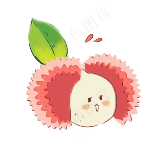 卡通手绘一颗新鲜的荔枝(2000X2000(DPI:300))psd模版下载