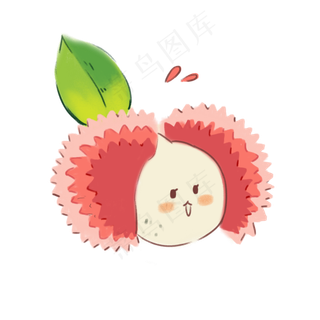 卡通手绘一颗新鲜的荔枝