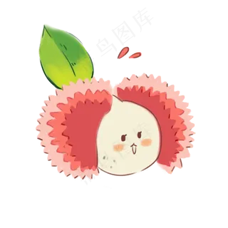 卡通手绘一颗新鲜的荔枝