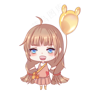 儿童节气球小女孩可爱活动