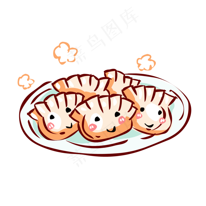 冬季热气腾腾的简笔画小清新美食,免抠元素
