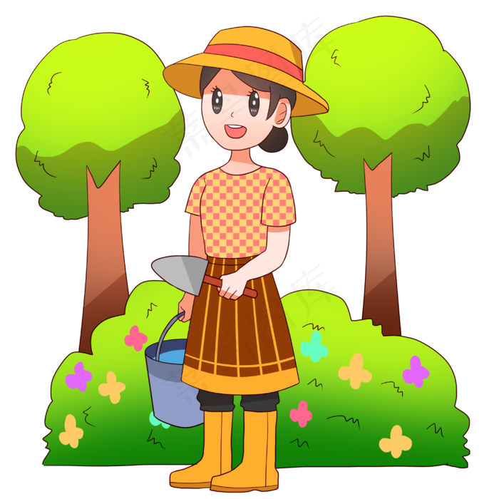 植树节拿铲子的小女孩