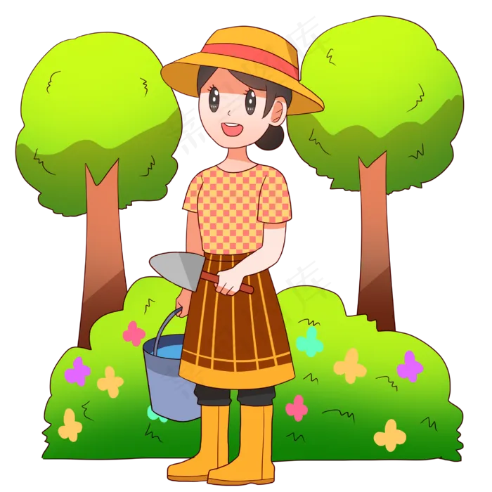 植树节拿铲子的小女孩