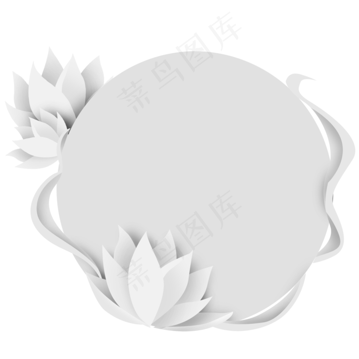 白色荷花剪纸风边框(2000X2000(DPI:300))psd模版下载