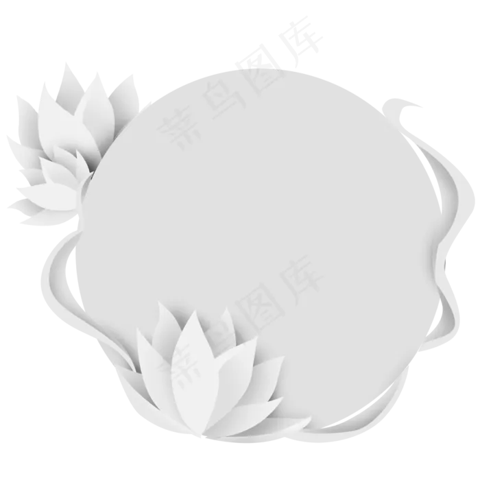 白色荷花剪纸风边框(2000X2000(DPI:300))psd模版下载