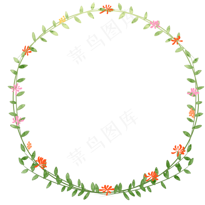 小清新圆形花藤边框