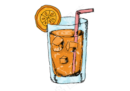 夏天冷饮冰块饮品元素