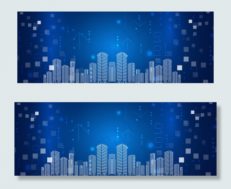 城市剪影蓝色科技海报banner