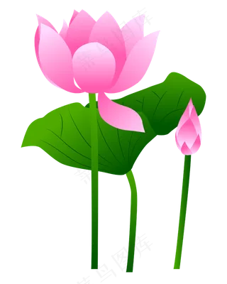 卡通粉色莲花免扣