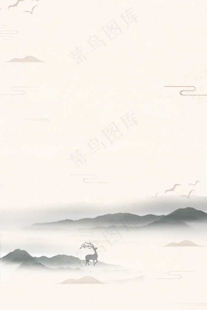 唯美古风水墨画平面广告(3545*5315px 	      )psd模版下载
