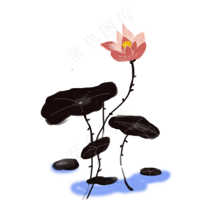 创意水墨中国画荷花(2000*2000px 300 dpi )psd模版下载