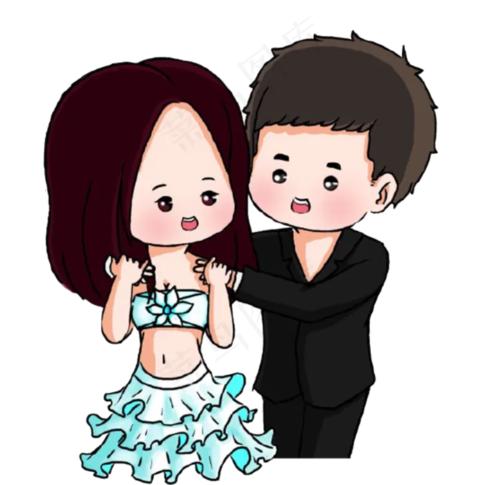 情节人手绘情侣结婚(2303*2303px 300 dpi )psd模版下载