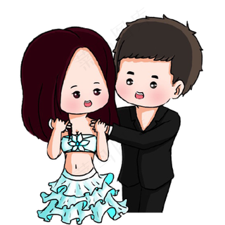 情节人手绘情侣结婚