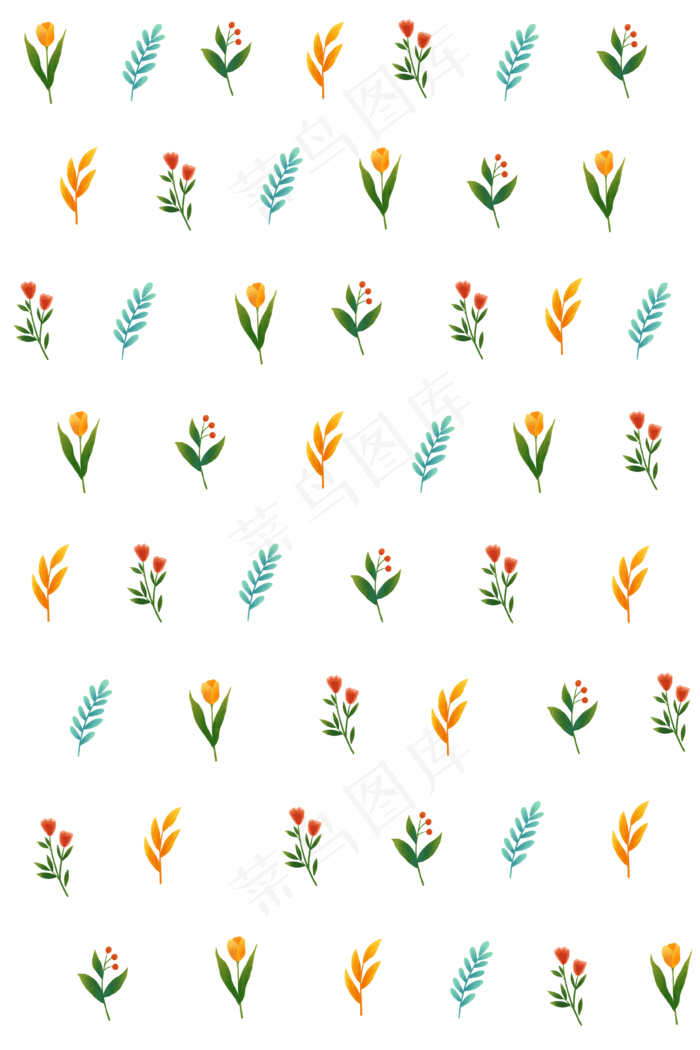 植物印花底纹装饰图,免抠元素
