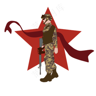 简约扁平卡通建军节陆军战士人物