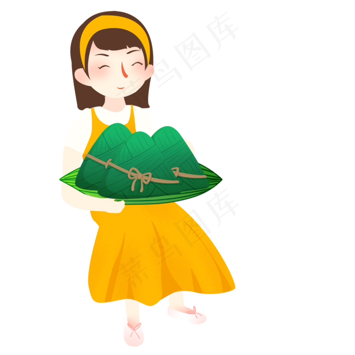 抱着粽子的卡通美女