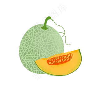 手绘水果系列之噪点扁平风格半个