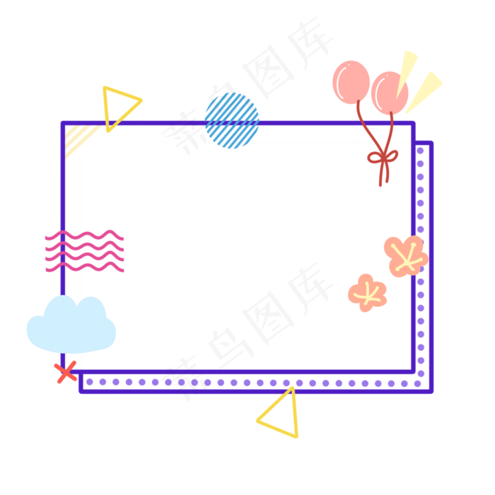 彩色气球立体边框(2000X2000(DPI:300))psd模版下载