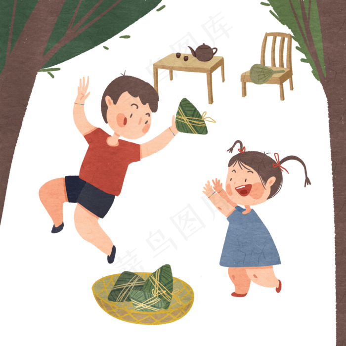 端午美味粽子孩童(4000X4000(DPI:300))psd模版下载