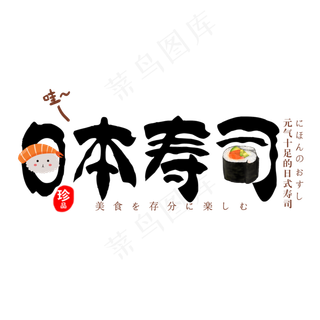 创意简约日本寿司艺术字