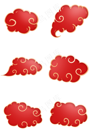 金边古风祥云,免抠元素
