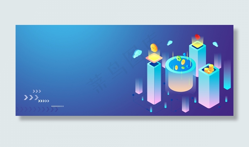 科技多彩数据区块链半立体banner背景