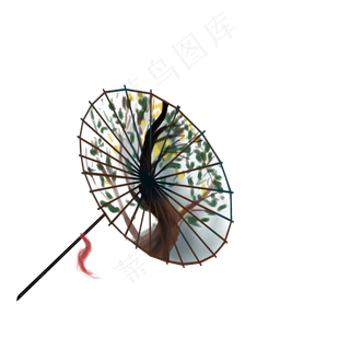 古风水墨树枝伞油纸伞