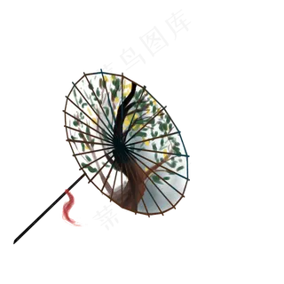 古风水墨树枝伞油纸伞