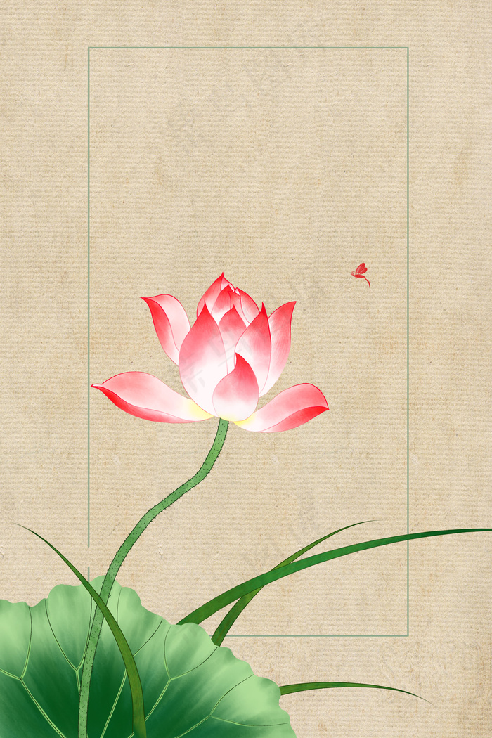 工笔画荷花背景素材
