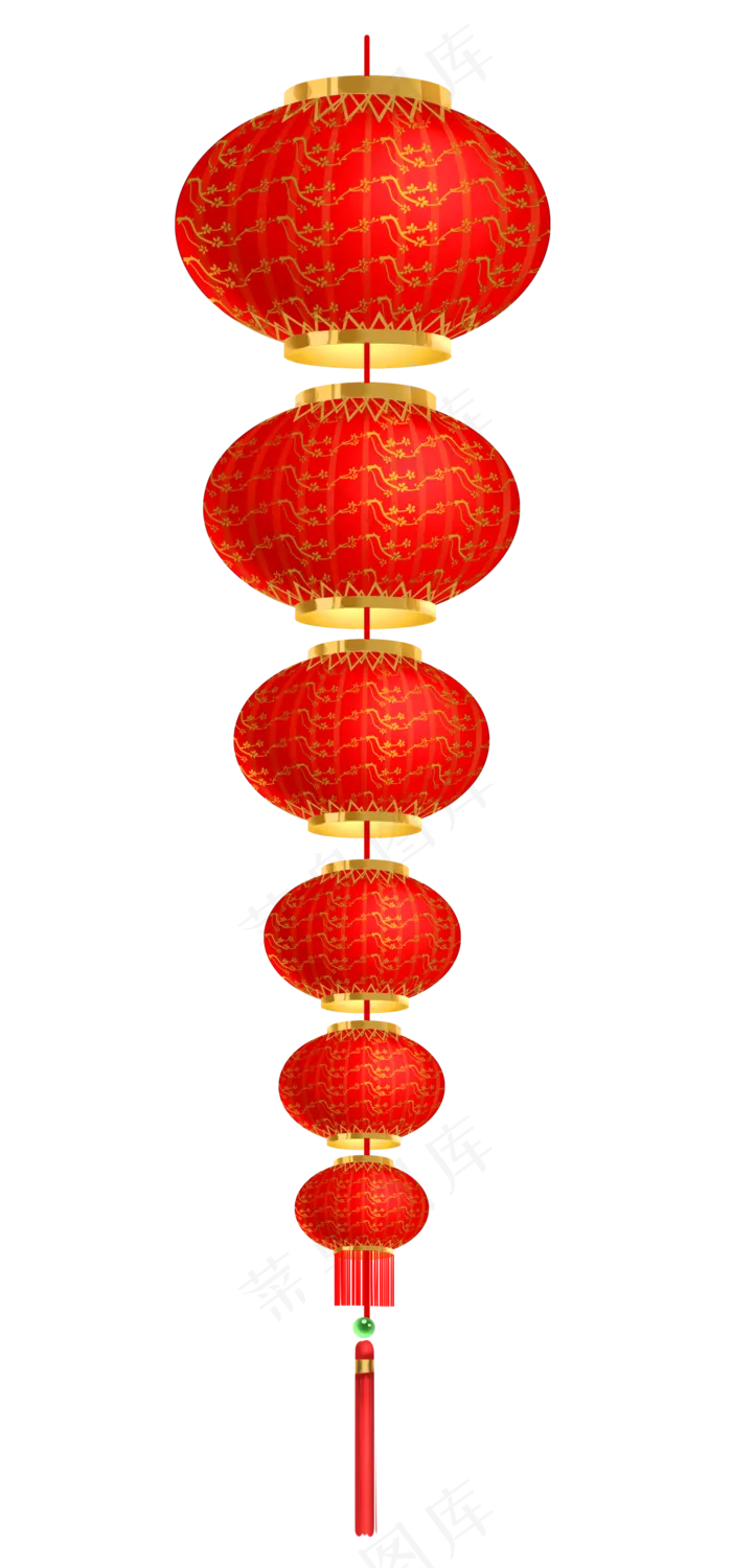 春节装饰一串红灯笼,免抠元素(2100X4501(DPI:300))psd模版下载