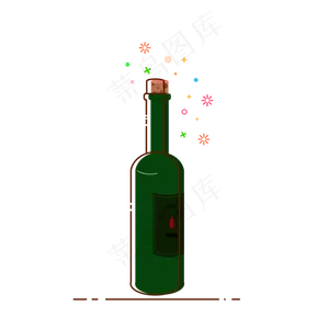 手绘矢量葡萄酒红酒,免抠元素