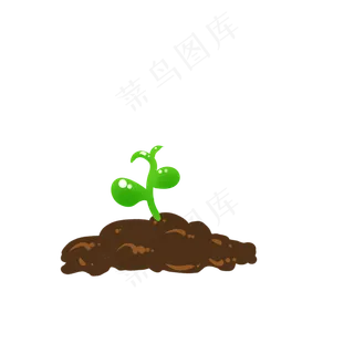 水彩土壤植物发芽