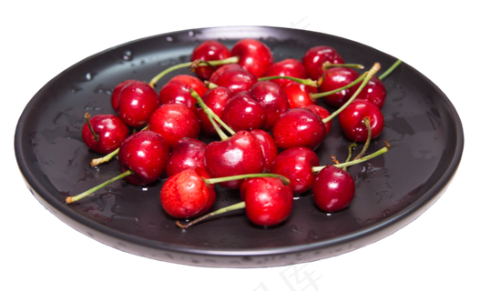 一盘樱桃水果