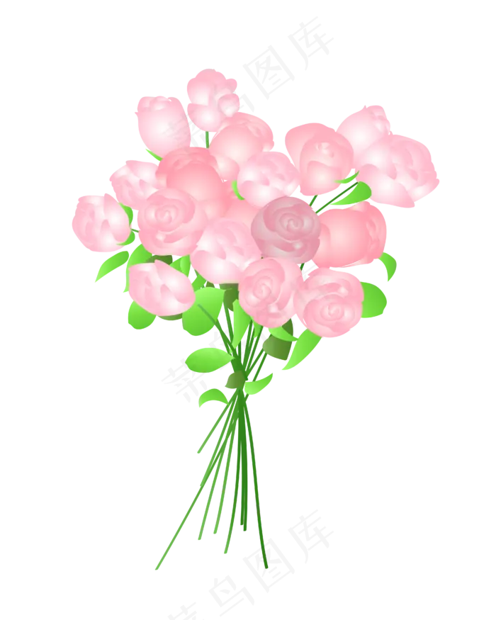 一束粉色的玫瑰花png图(4167*5208px 300 dpi )ai矢量模版下载