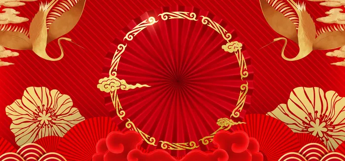 中国风喜庆红色烫金飞鹤banner(1920*900px 	       )psd模版下载