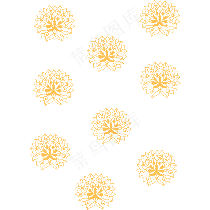黄色唯美花样团花(2000X2000)
