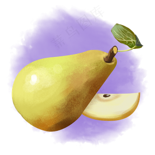卡通手绘惊蛰应季水果之切梨子