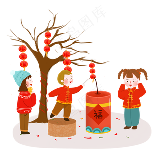 鼠年春节过年放鞭炮,免抠元素