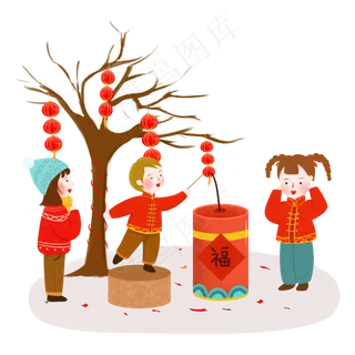 鼠年春节过年放鞭炮,免抠元素