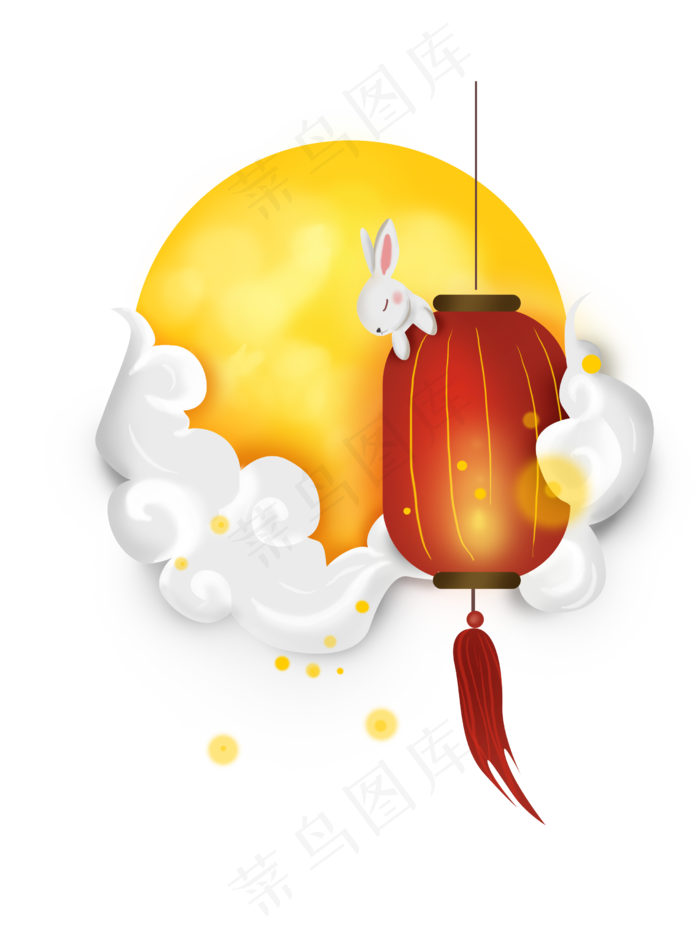 中秋节灯笼和月亮,免抠元素(2480*3300px)psd模版下载